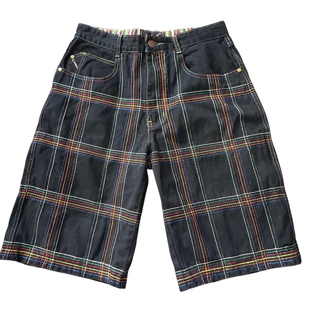 Vintage Jackpot Rainbow Stitch JNCO style Denim  36 Y2K Skater OX Jorts RARE